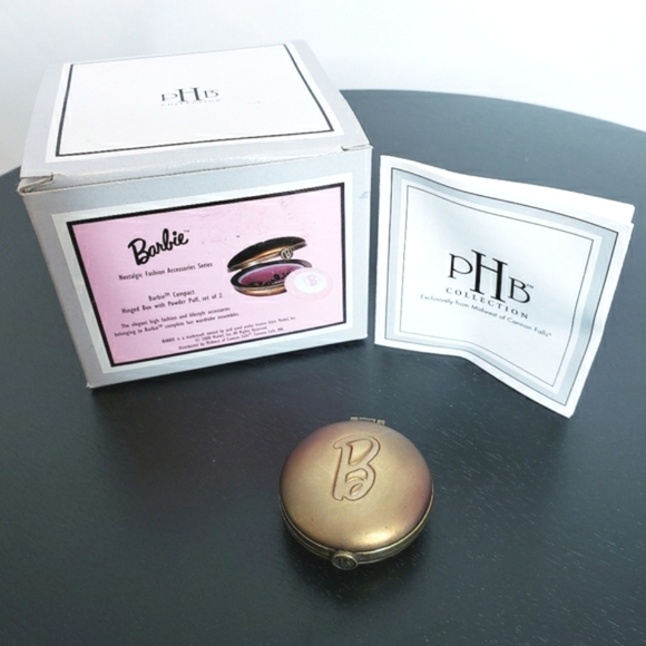 Barbie Other - Barbie Porcelain Hinged Box Compact + Powder Puff PHB Midwest